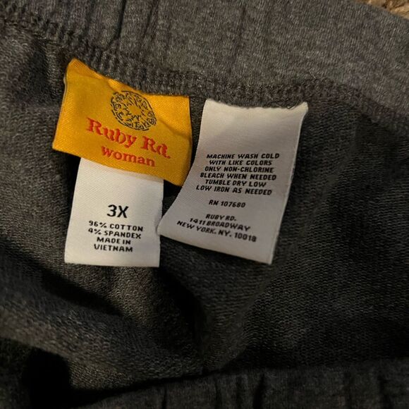Ruby Rd Gray 3X Pants with Pockets - Picture 3 of 4